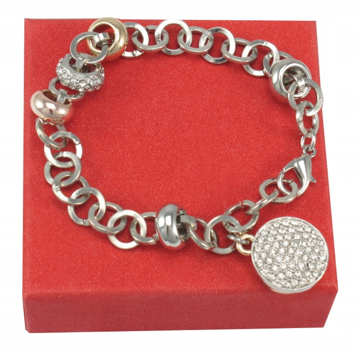 

Efektowna Bransoletka Srebrno Złota Cyrkonie