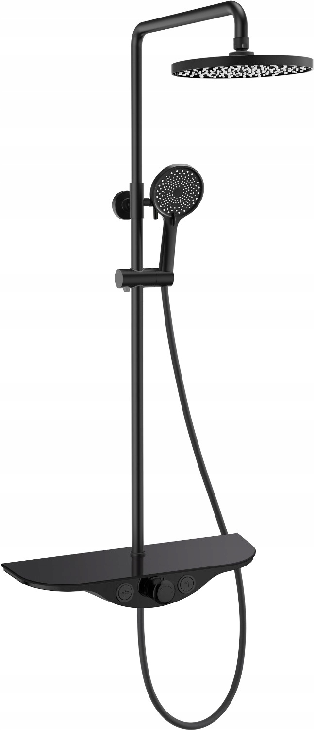 Mexen Exxo nástenná sprcha s batériou, čierna ø225 mm, nerezová oceľ