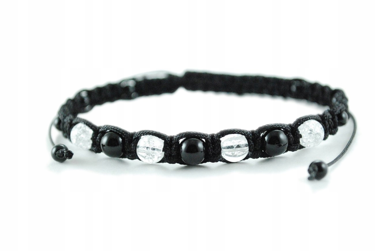 Bransoletka Amulet czarny Turmalin Kryształ Górski ochrona i szczęście