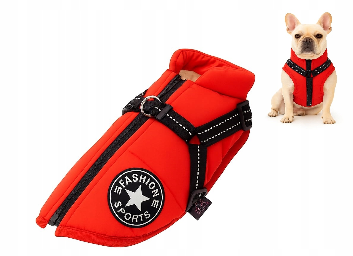 Levně Zimní oblečení Bunda pro psa na zimu Červená s ramenními popruhy Velikost 2XL XXL