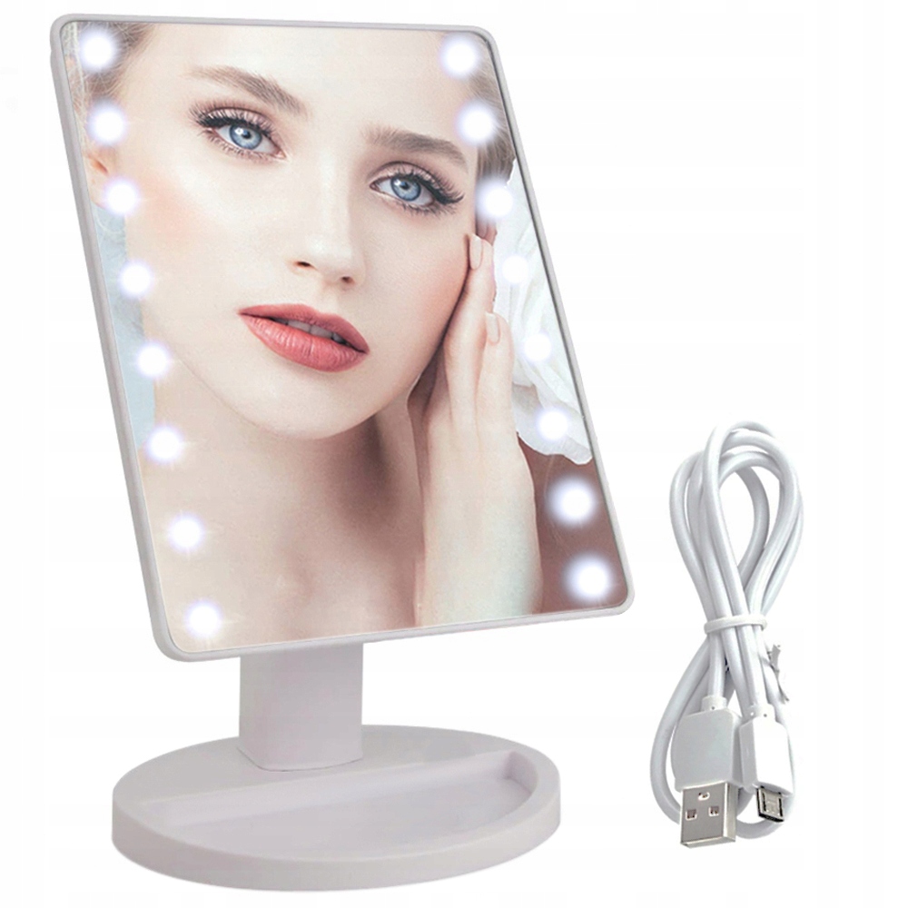 LUSTERKO KOSMETYCZNE PODŚWIETLANE 16 LED MAKIJAŻ