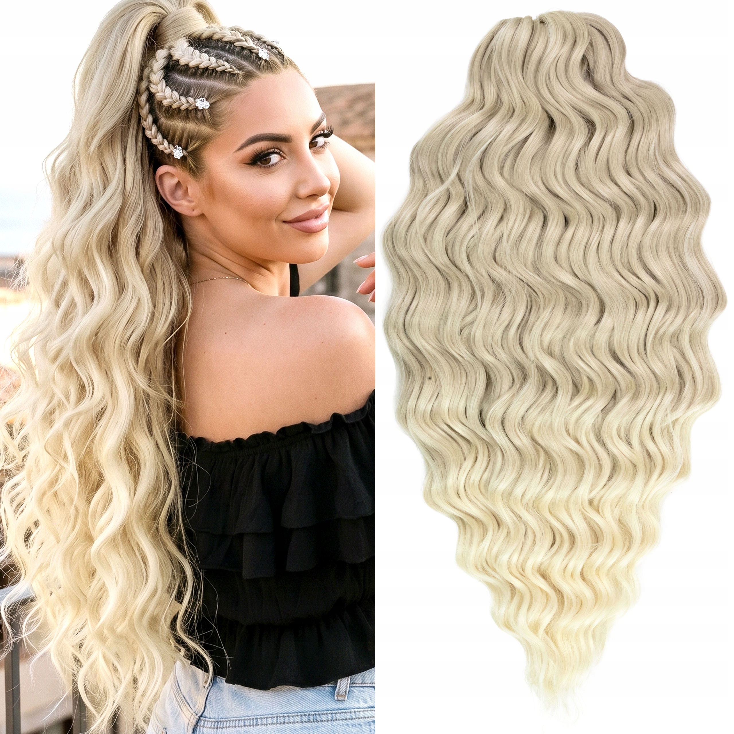 Włosy syntetyczne fala do czesania Afroloki Anna ombre blond 50cm 300g