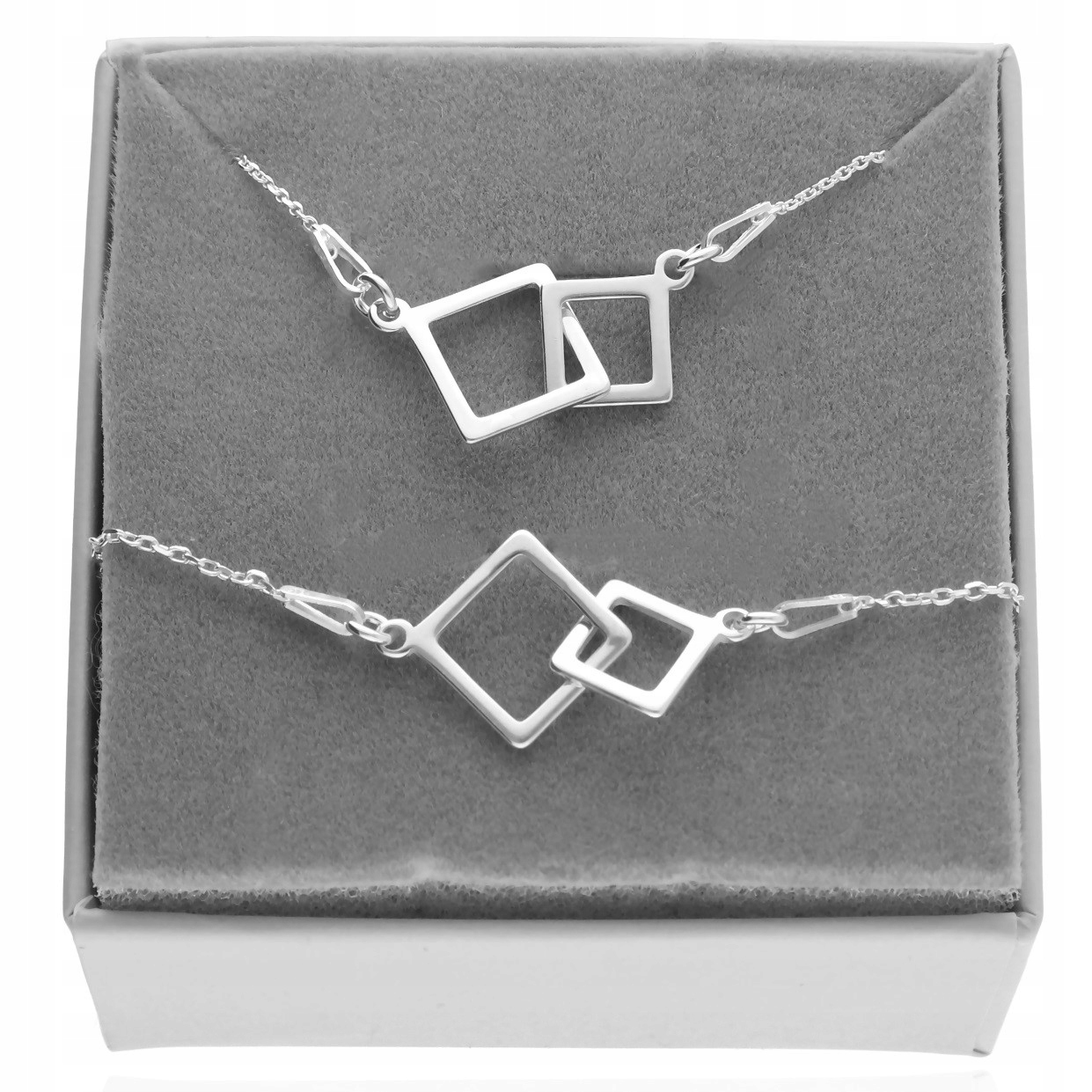 Stříbrný komplet Celebrita čtverce se čtverci stříbro925