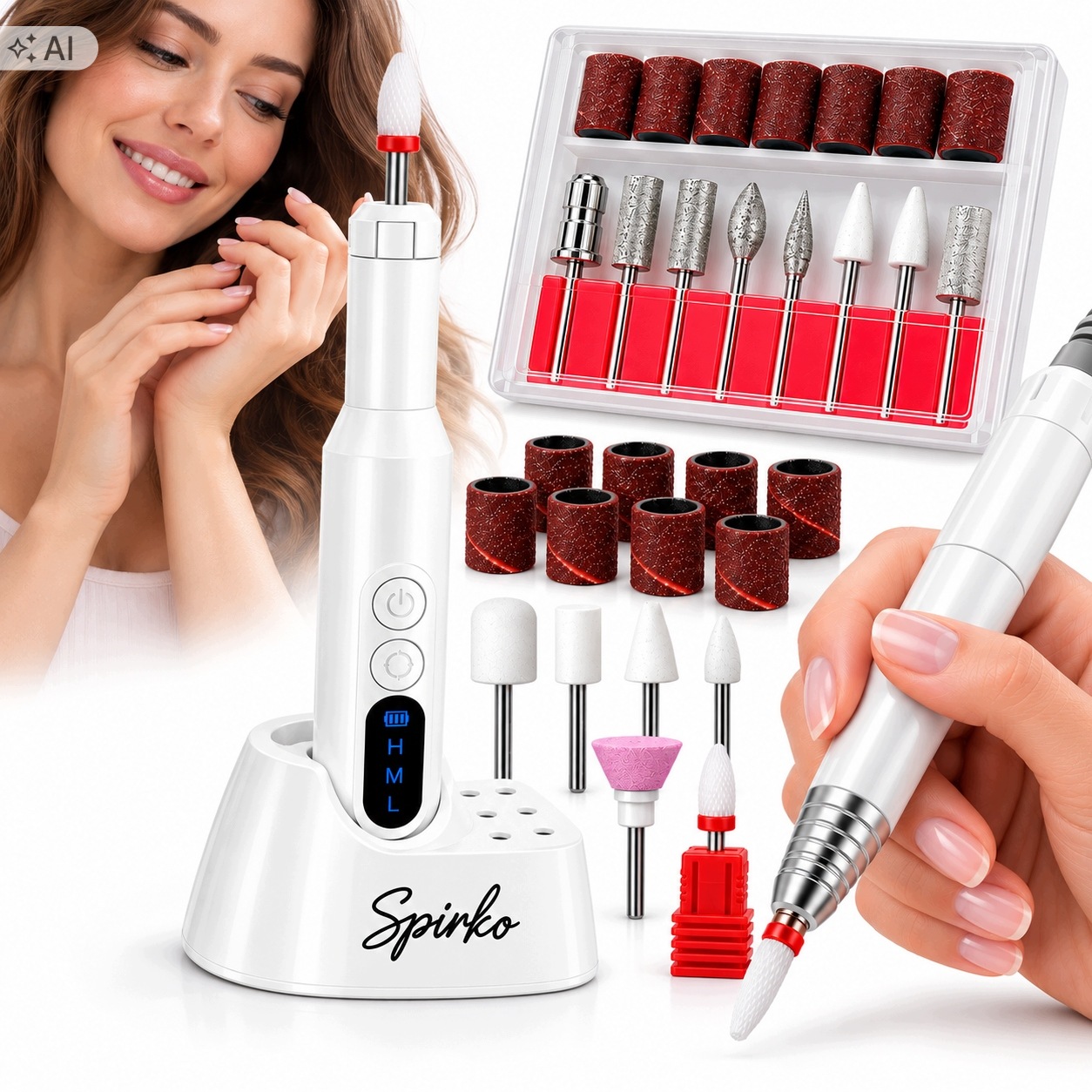 Frezarka Do Paznokci Zestaw Manicure Pedicure Bezprzewodowa Elektryczna
