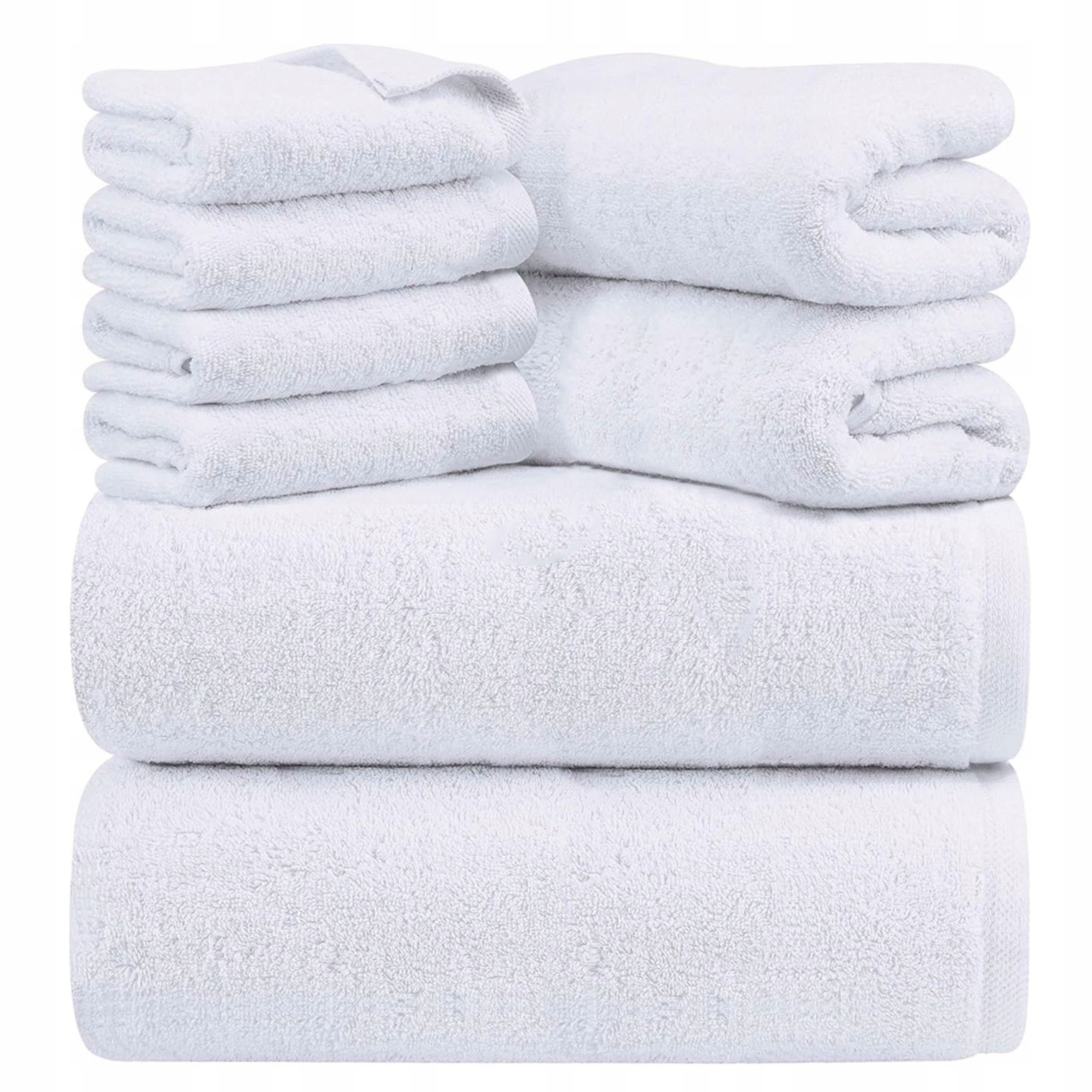 Velký Set Silných Ručníků Premium 8 Ks Bavlněných Savých 500 G Bílý