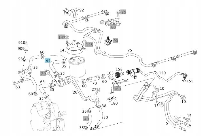 Przewód paliwa Mercedes A6420784581 OM642 Numer katalogowy części A6420784581