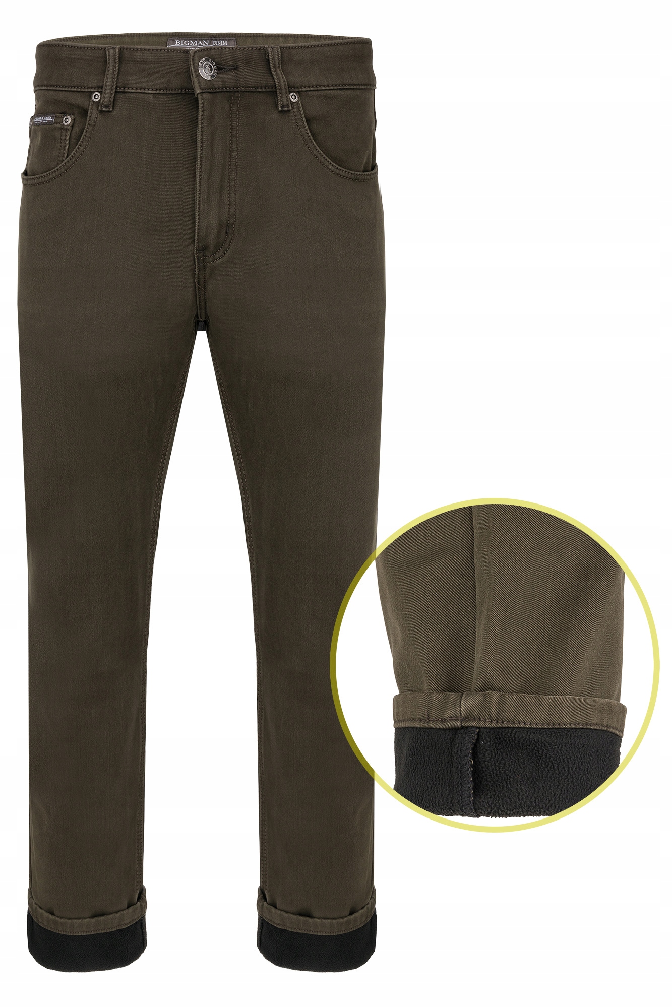 Pánské Džínové Kalhoty Khaki Zateplené Fleecem Rovný Fleece: 35/32