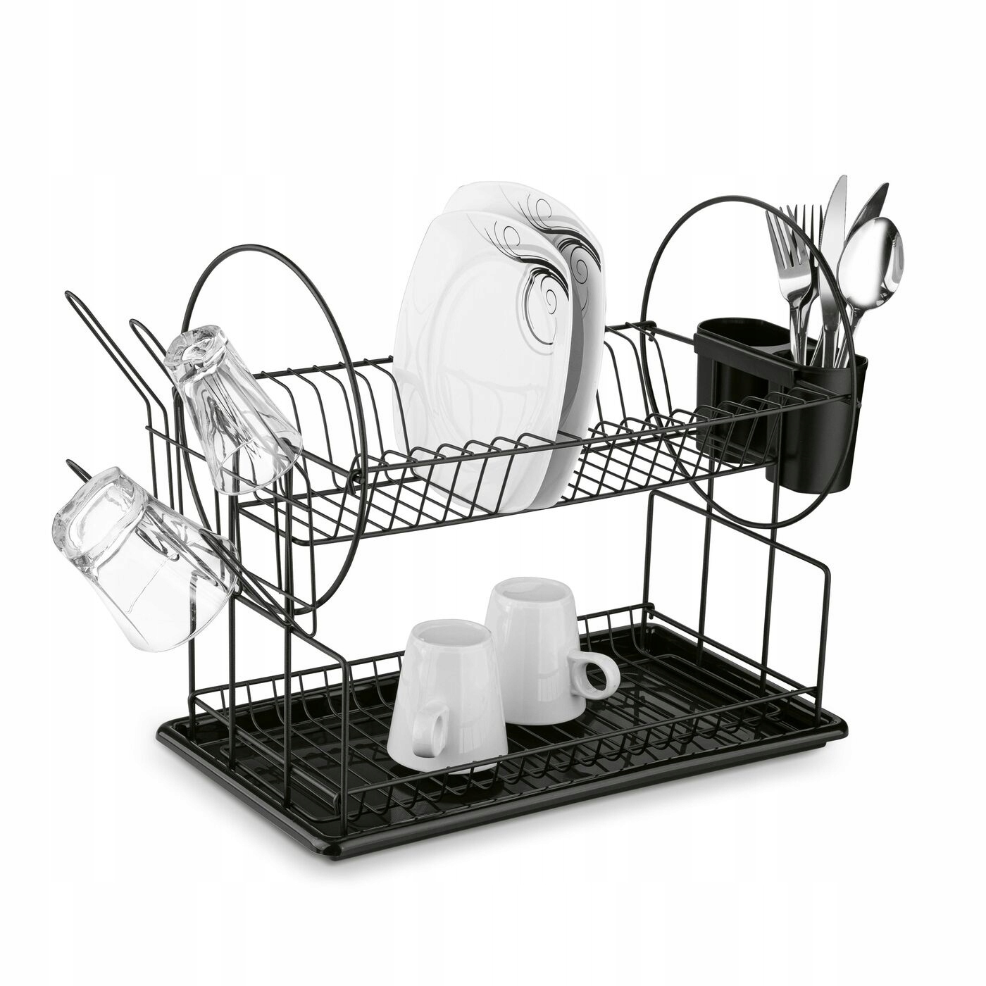 

Czarna Suszarka Do Naczyń Dwupoziomowa stojąca