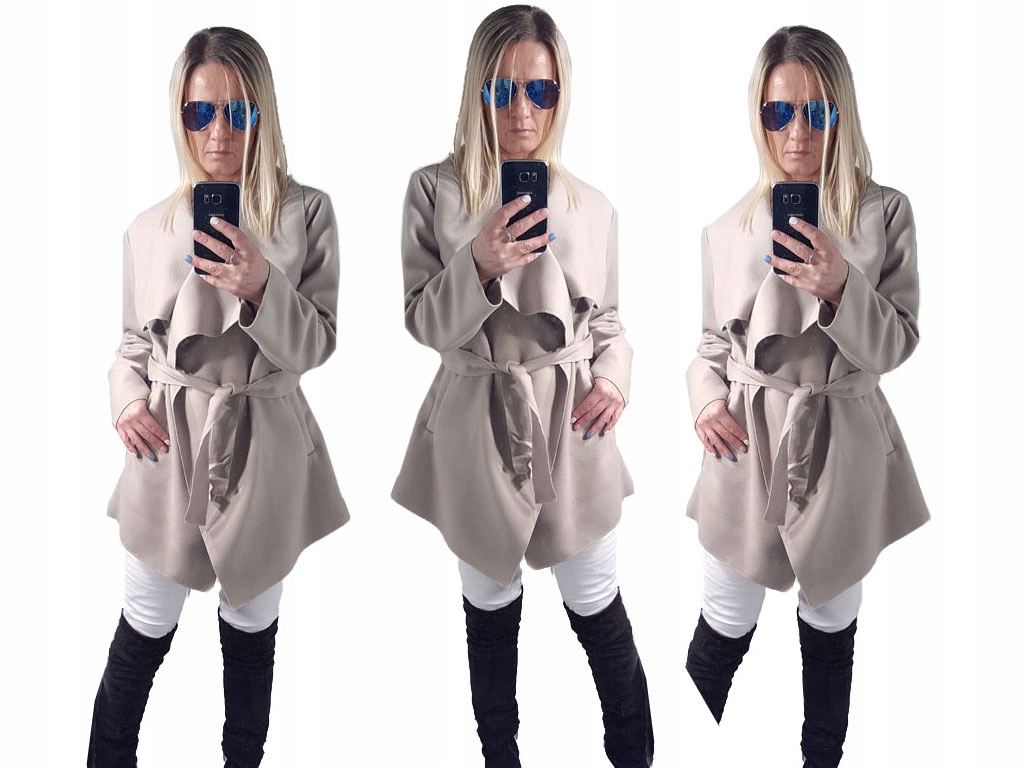 

Płaszcz Waterfall Kardigan Flausz Kurtka S M L XL