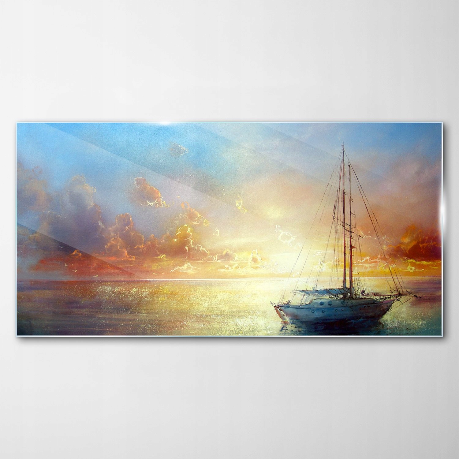 

Hartowany Obraz Szklany Zachód Słońca Port 120x60