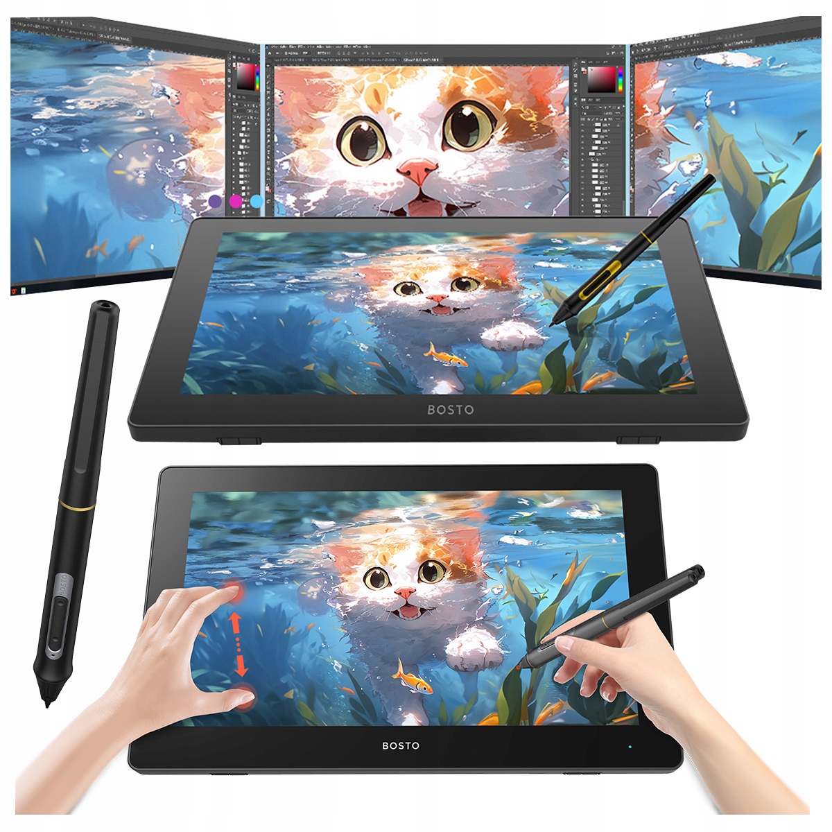 Tablet graficzny z piórem Bosto BT-16HDT V2 15.6'' Dotykowy Profesjonalny