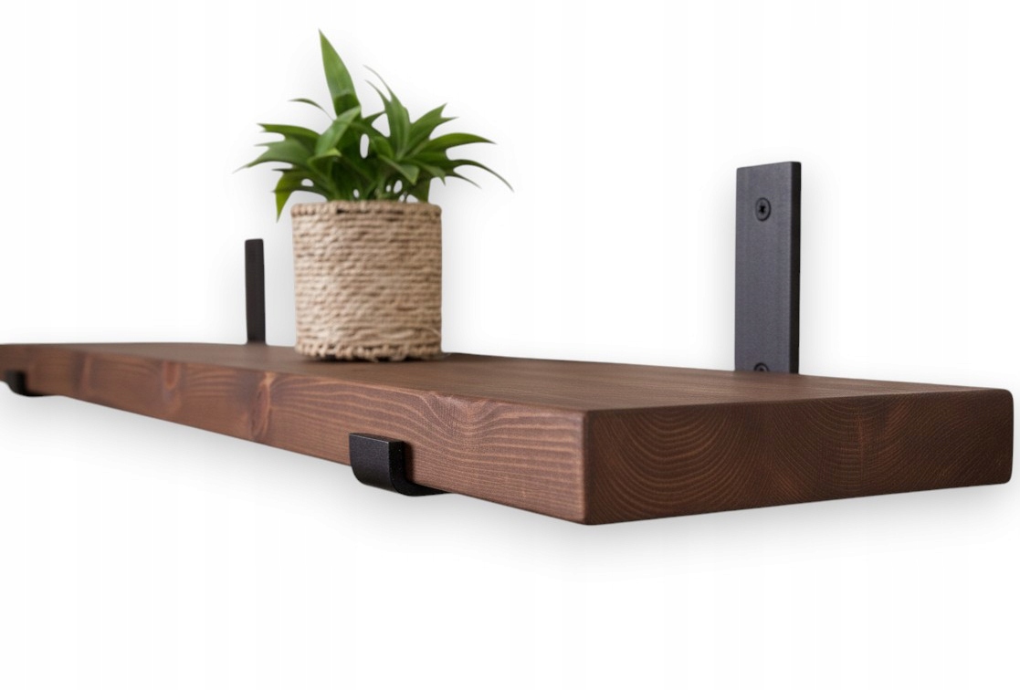 Závesná nástenná polica Loft masívne drevo na kvety do obývačky 90 cm x 20 cm