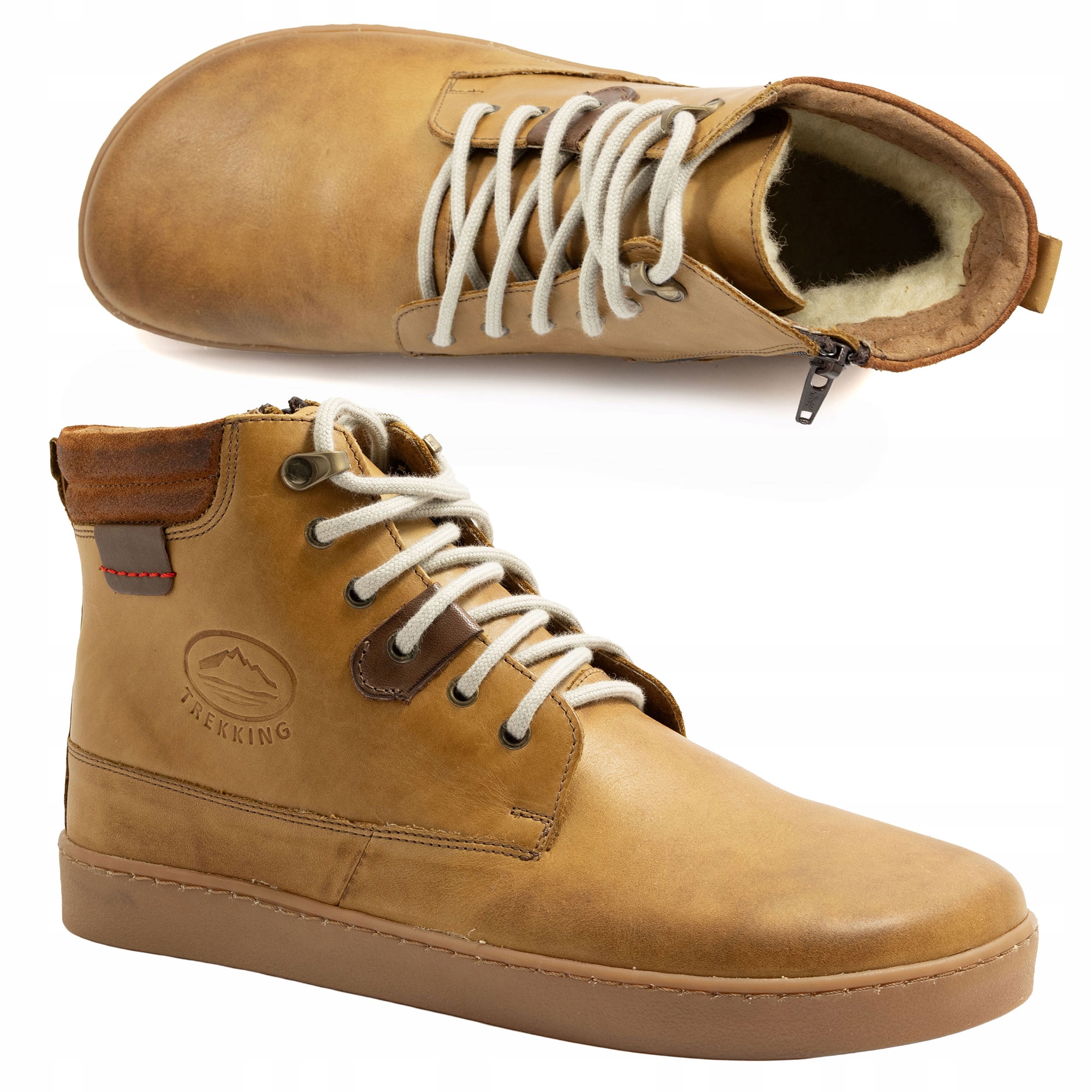 Pánské barefoot zimní kožené zateplené boty široké 755MP hnědé 40