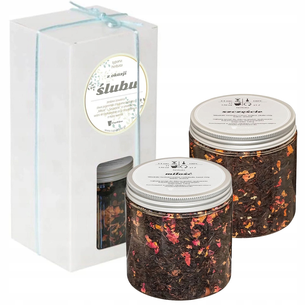 Zestaw prezentowy z okazji Ślubu Wesela dla pary młodej 2x herbaty czarne