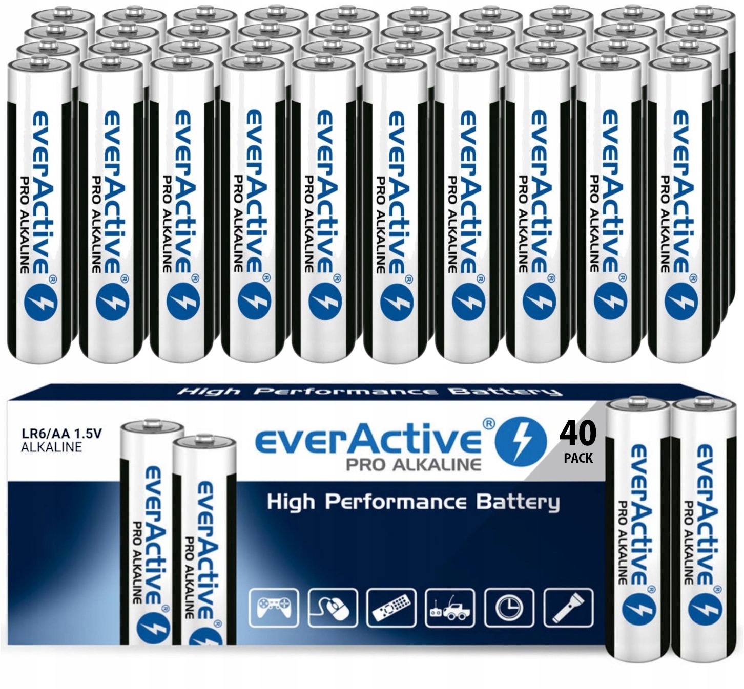 

40x Bateria LR6 Everactive Pro Alkaline R6 Aa