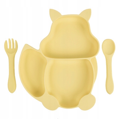 SILIKONOWY TALERZ Z PRZYSSAWKĄ + SZTUĆCE LISEK