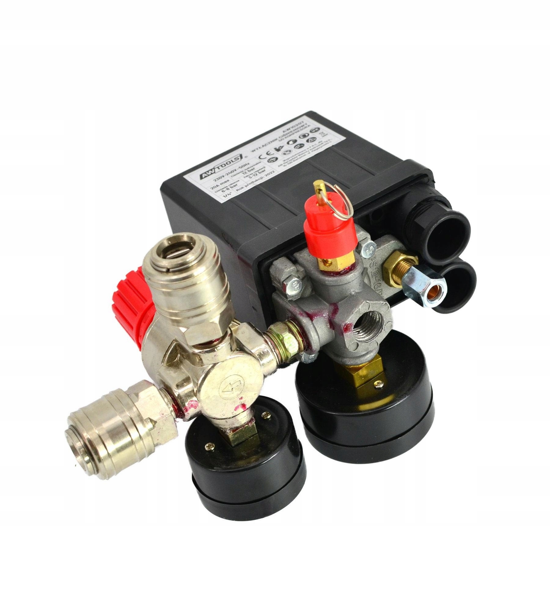 WYŁĄCZNIK CIŚNIENIOWY KOMPRESORA 230V 2WEJŚCIE 1/4 Marka Awtools