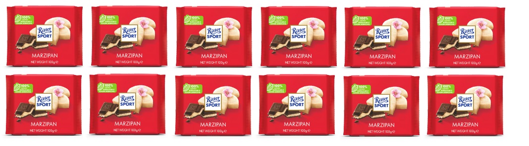 Levně 12x 100g Ritter Sport marcipánová čokoláda Karton