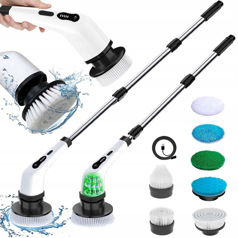 Levně Elektrický Rotační Čisticí Kartáč Na Podlahy A Nábytek 9V1, Bílý