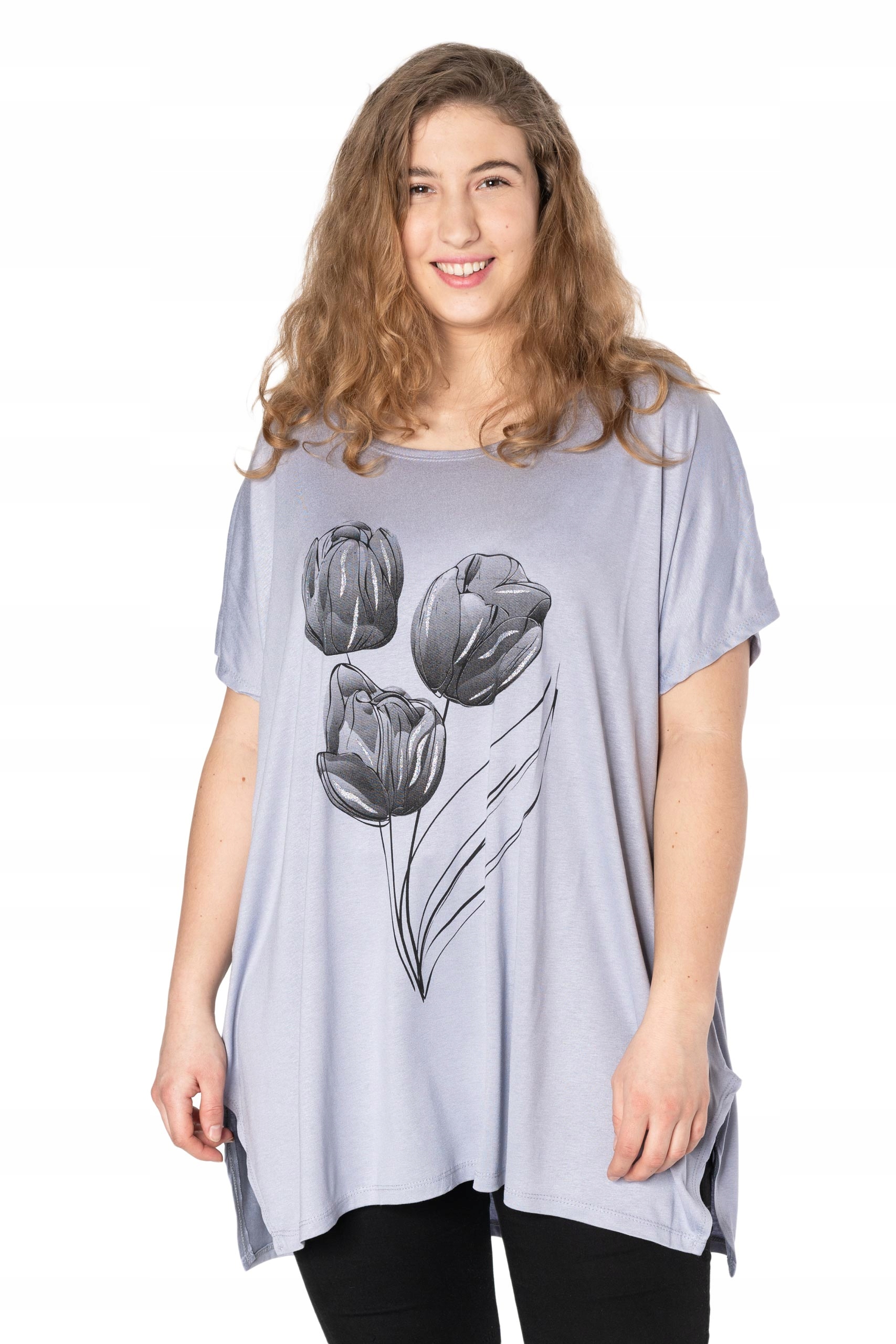 

Duża Długa Bluzka Damska Tunika Oversize 653-09
