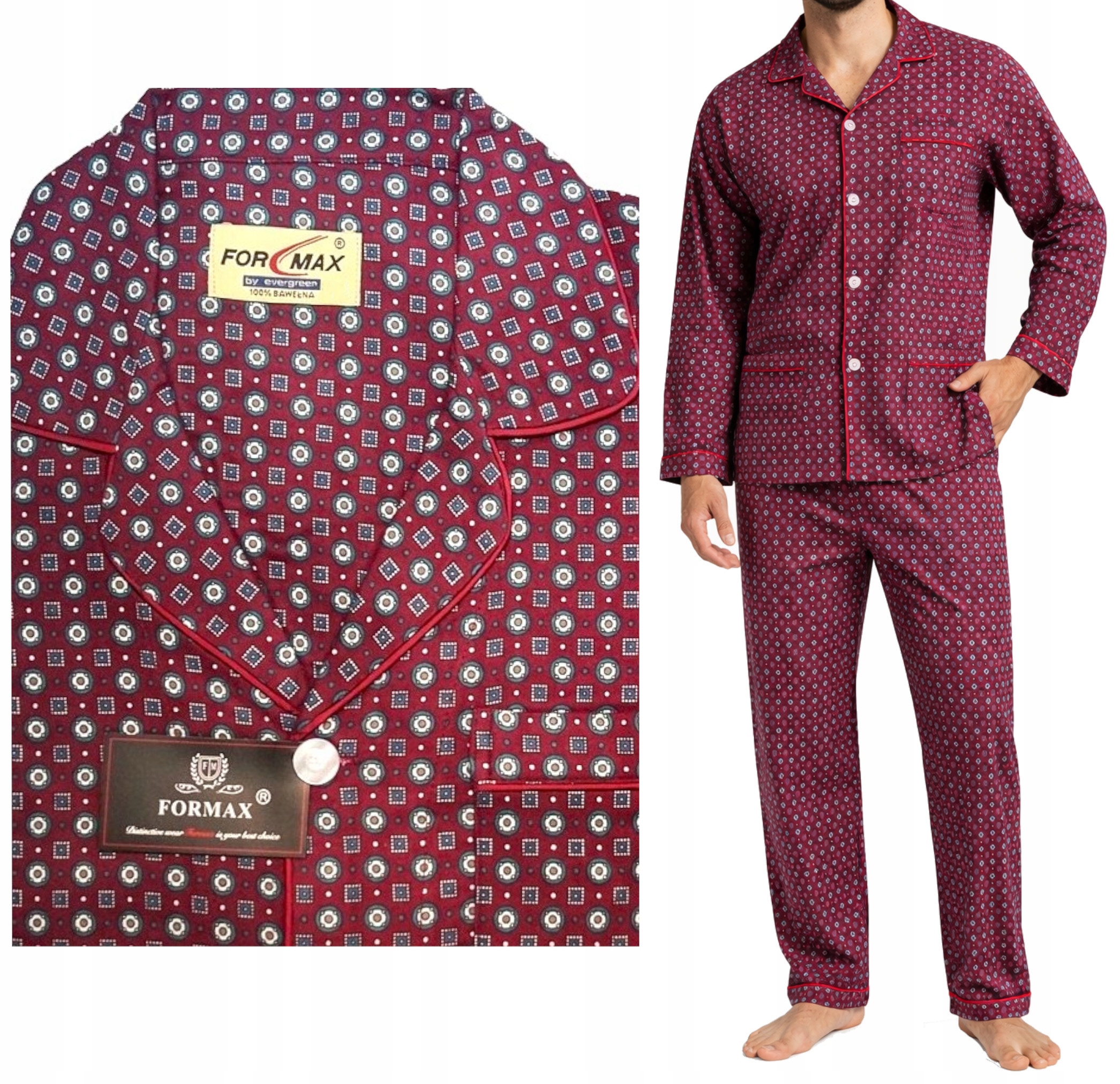 Formax Piżama męska Flanelowa Rozpinana Długi rękaw i spodnie wz.3 *M*