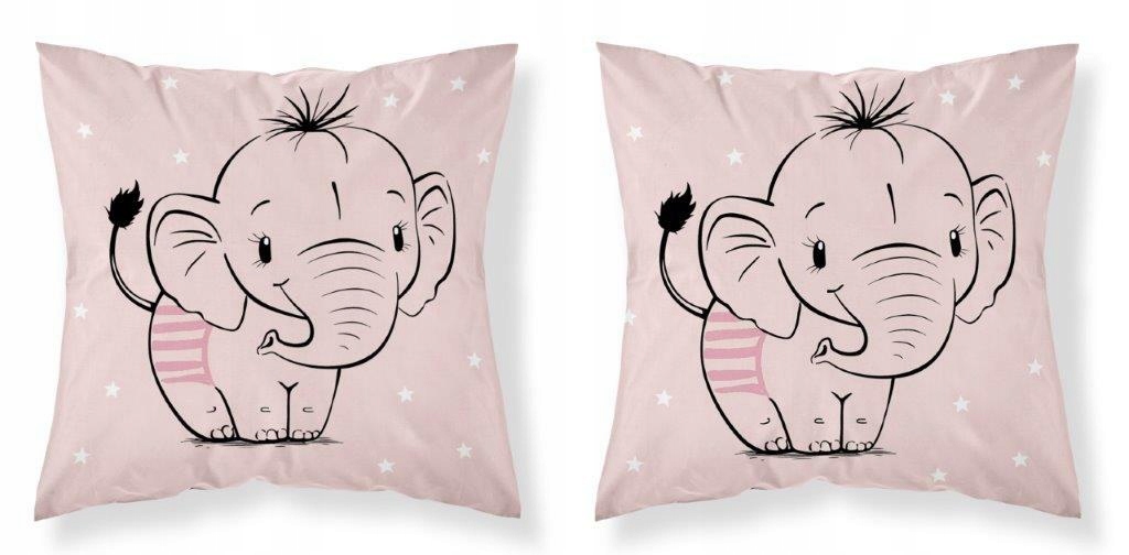Poszewka 40x40 Słoń słonik gwiazdki pudrowa różowa dwustronna Mayamoo