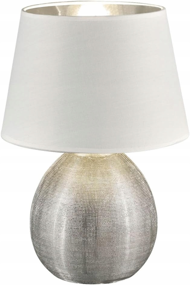 Keramická Stolní Lampa Luxor Stříbrná, Stínidlo E27 35 CM, Reality