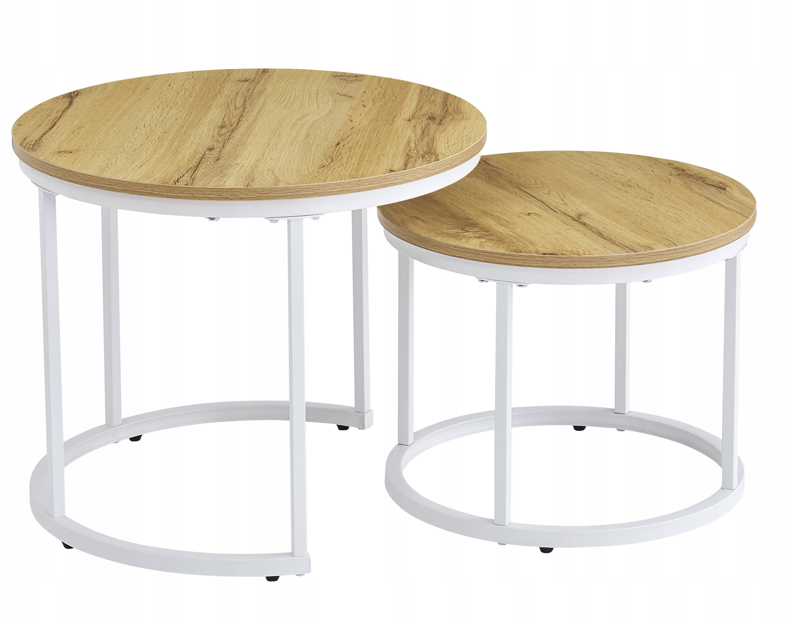 Konferenčný Stolík Okrúhly Industriálny Set 2 Konferenčné Stolíky Loft Dub