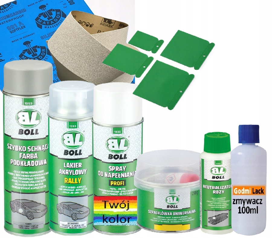 Zestaw naprawczy z kolorem szpachlą uni i neutralizatorem rdzy 60 ml Boll