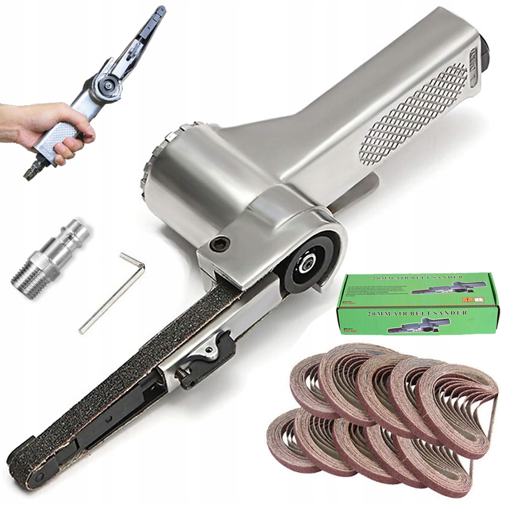 Pneumatická Pásová Bruska 25 Brusných Pásků 10MM Na Dřevo/plast/kovo