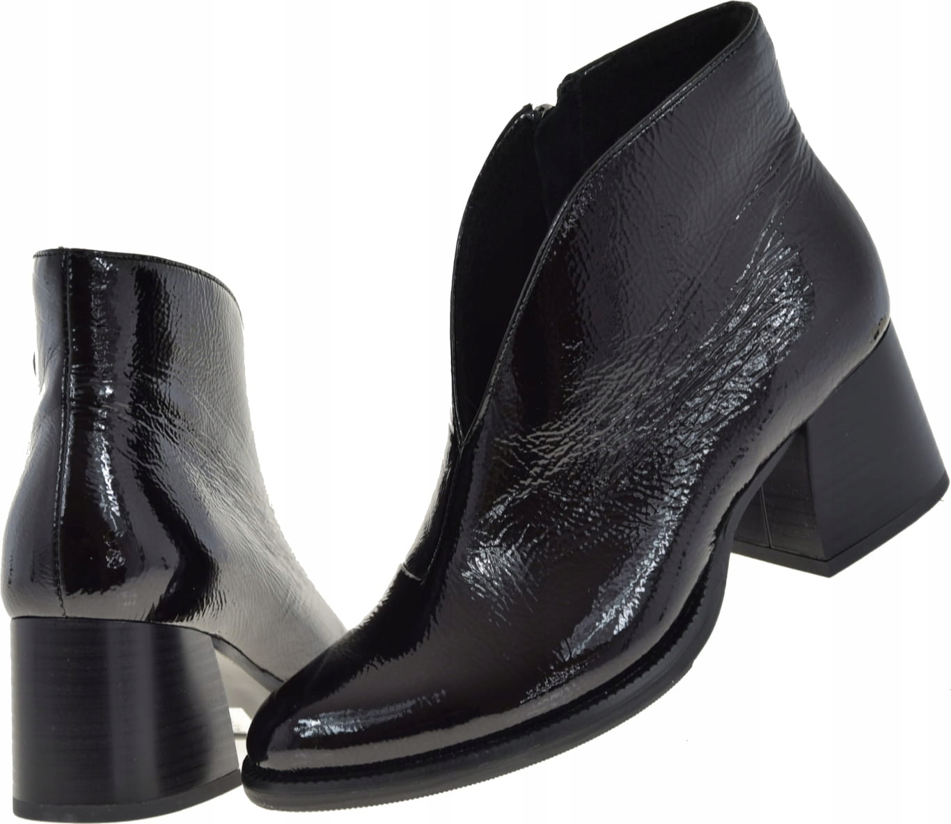 ELEGANCKIE DAMSKIE BOTKI ACORD 3620 CZARNE SKÓRA LAKIEROWANA OCIEPLANE R.41 Model Ekskluzywne botki damskie do kostki