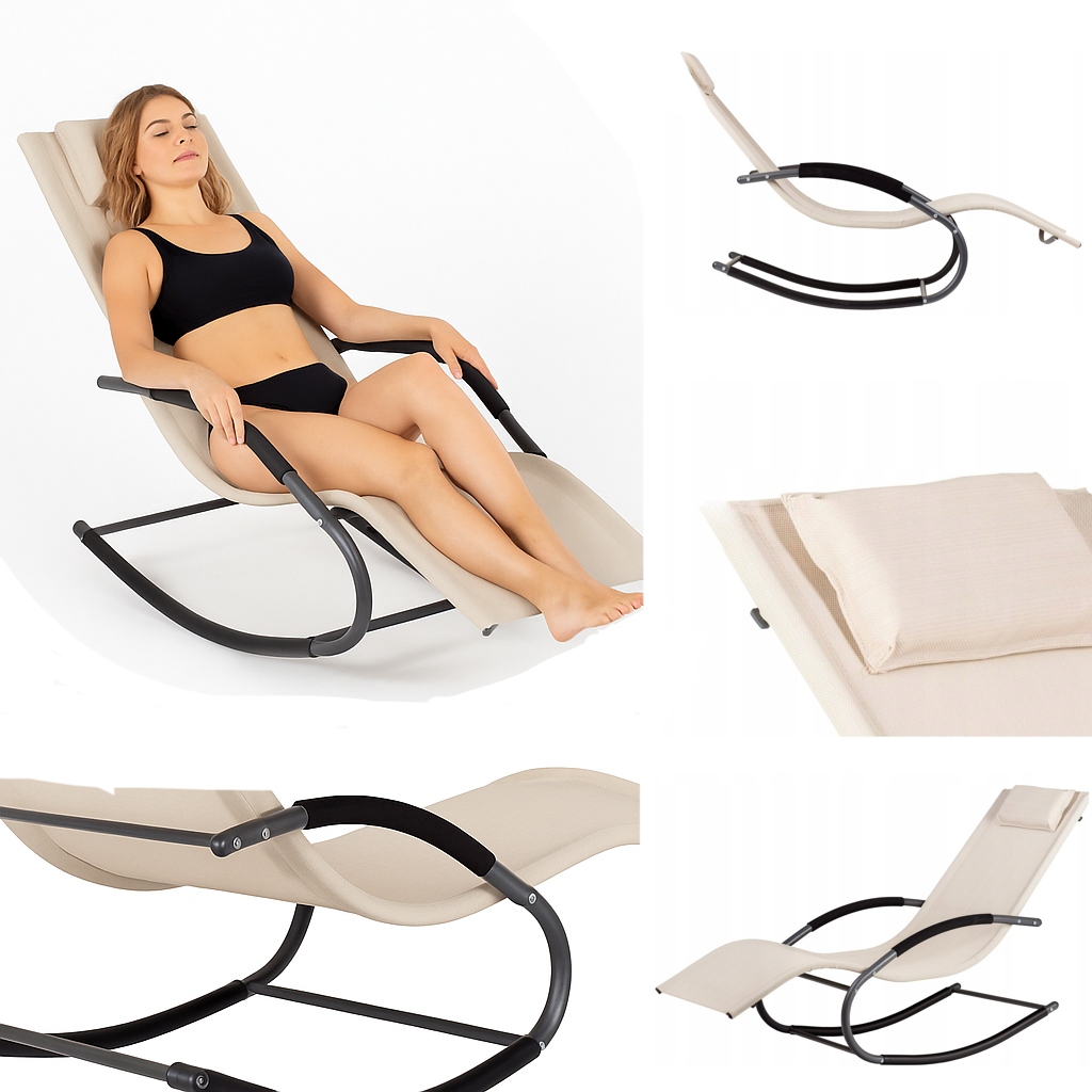 Leżak Ogrodowy Leżanka Fotel Bujany Krzesło Na Biegunach Z Poduszką