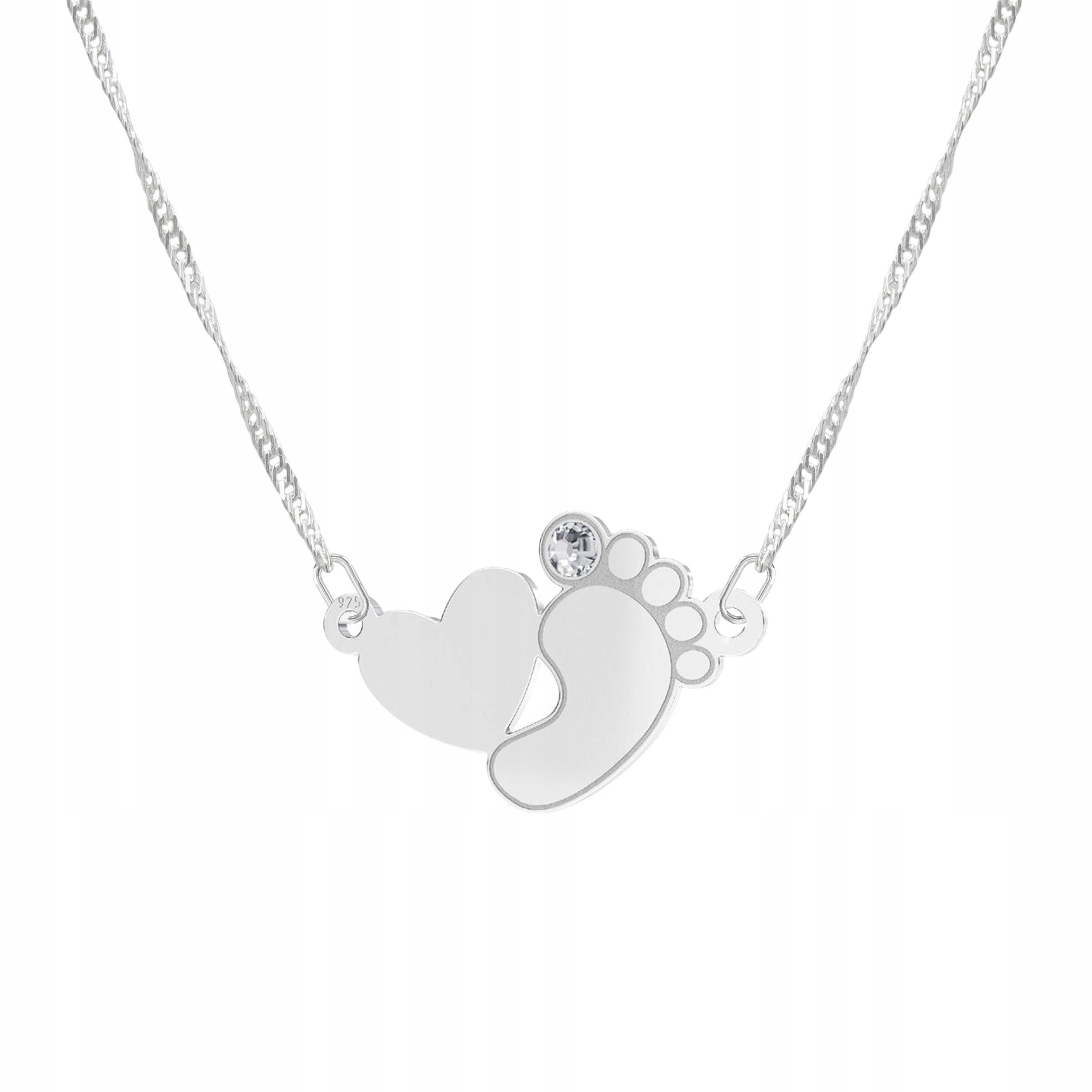 Stříbrný řetízek náhrdelník 925 Otisk dětské nožičky