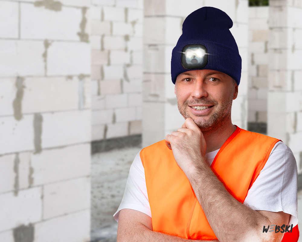Czapka DLA MĘŻA CHŁOPAKA Z ODBLASKIEM ŚWIATEŁKIEM LED+RĘKAWICZKI DOTYKOWE Model Webski Wear