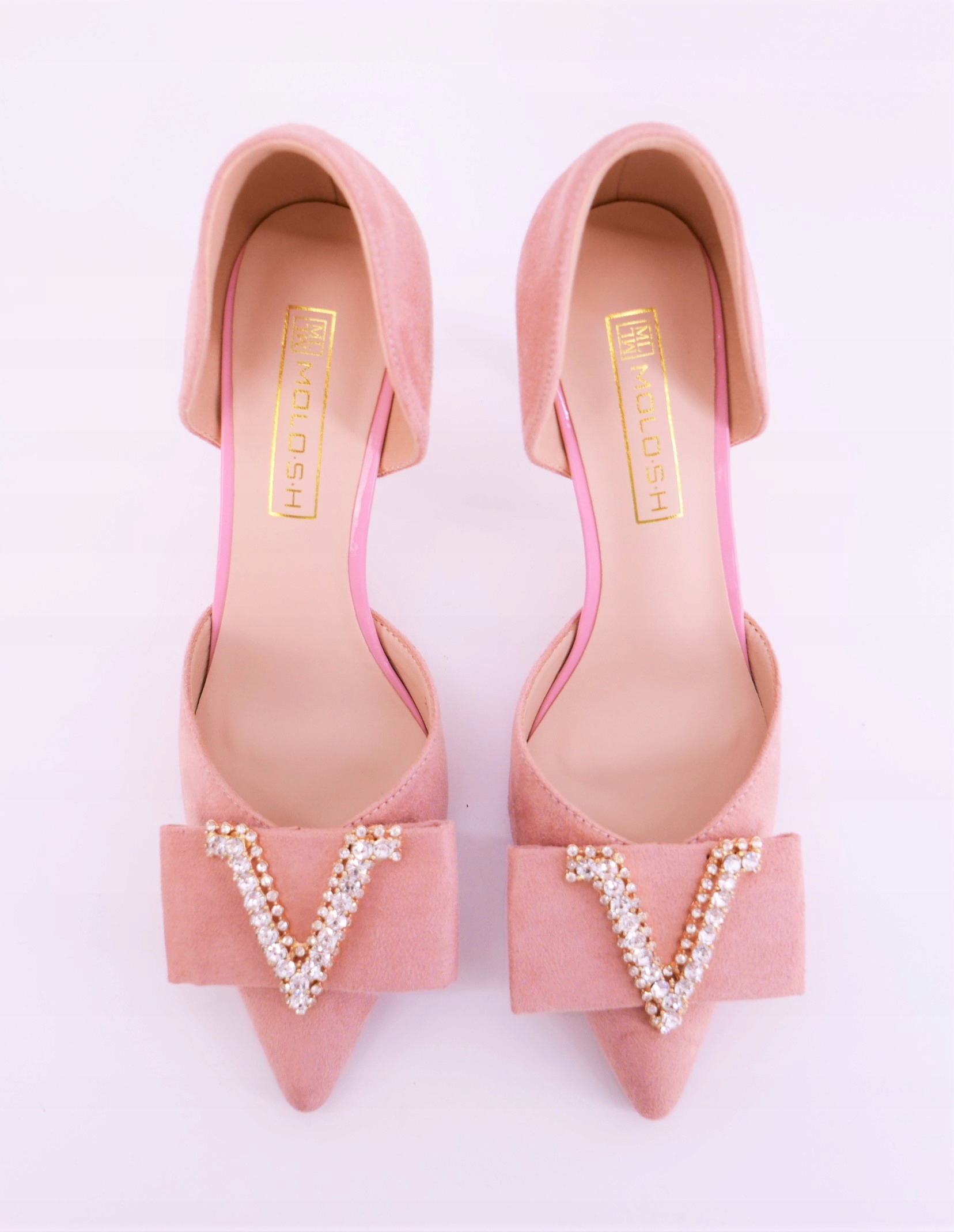 MOLO RÓŻOWE ZAMSZOWE SZPILKI Z CYRKONIAMI R37 Marka inna