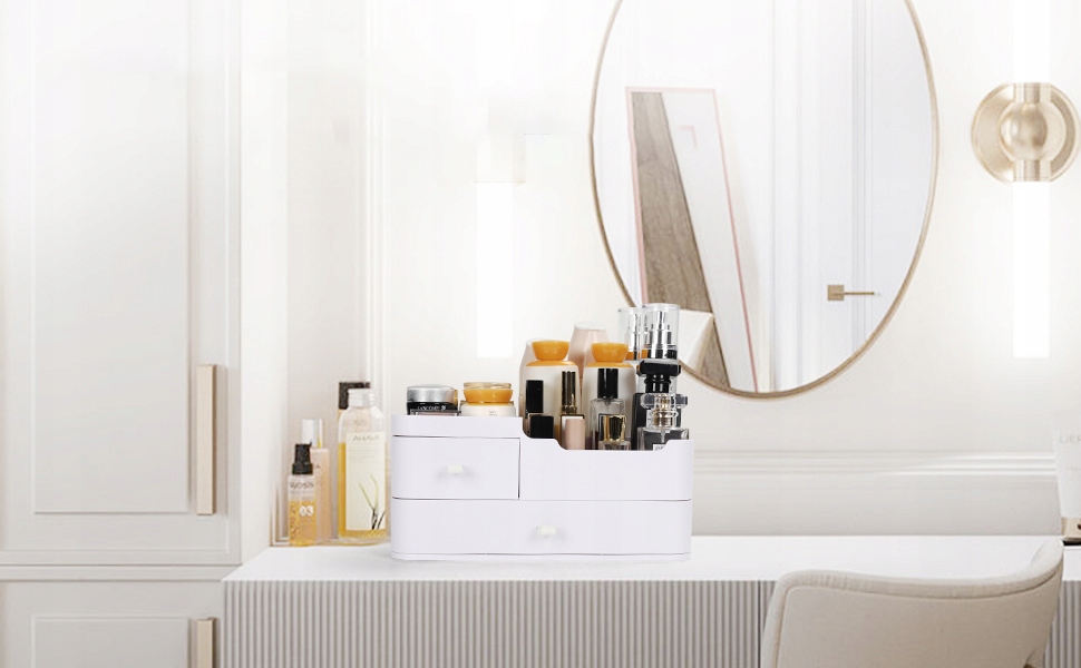 ORGANIZATOR KOSMETYKÓW DO MAKIJAŻU ORGANIZER NA BIURKO ORGANIZATOR TOALETKI Kolor biały