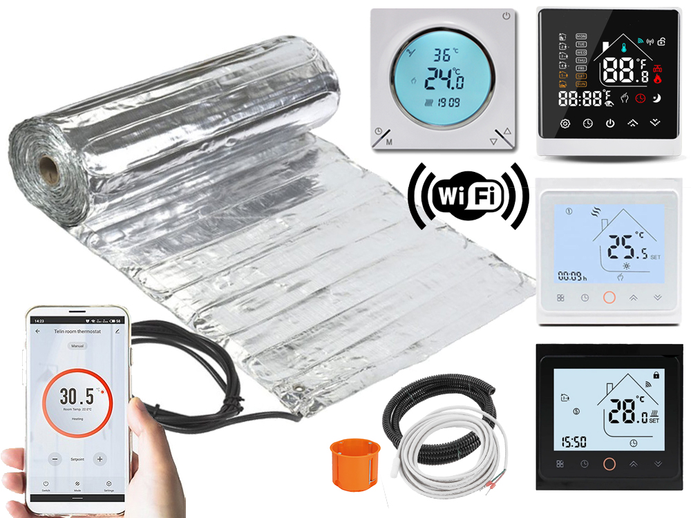 Vykurovacia rohož pod vinylové panely 16m2 150Wm2 Sada Termostat Wifi