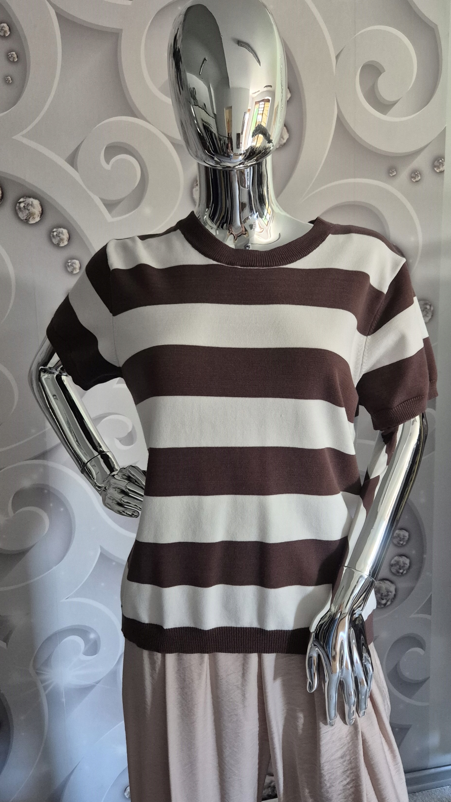 Svetr Bluza s krátkým rukávem Cocomore s čokoládovými pruhy Novinka