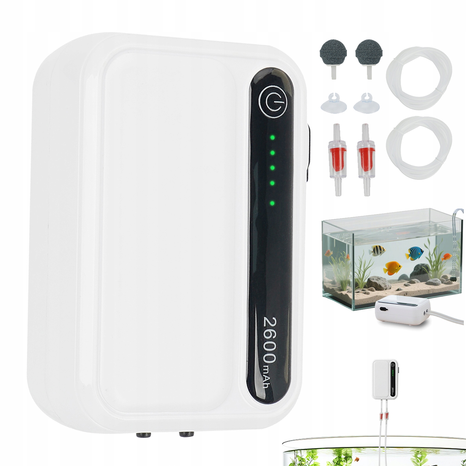 Levně Vzduchová Pumpa Do Akvária Tichá S Záložní Baterií, Nastavitelná O Objemu 30-100 L