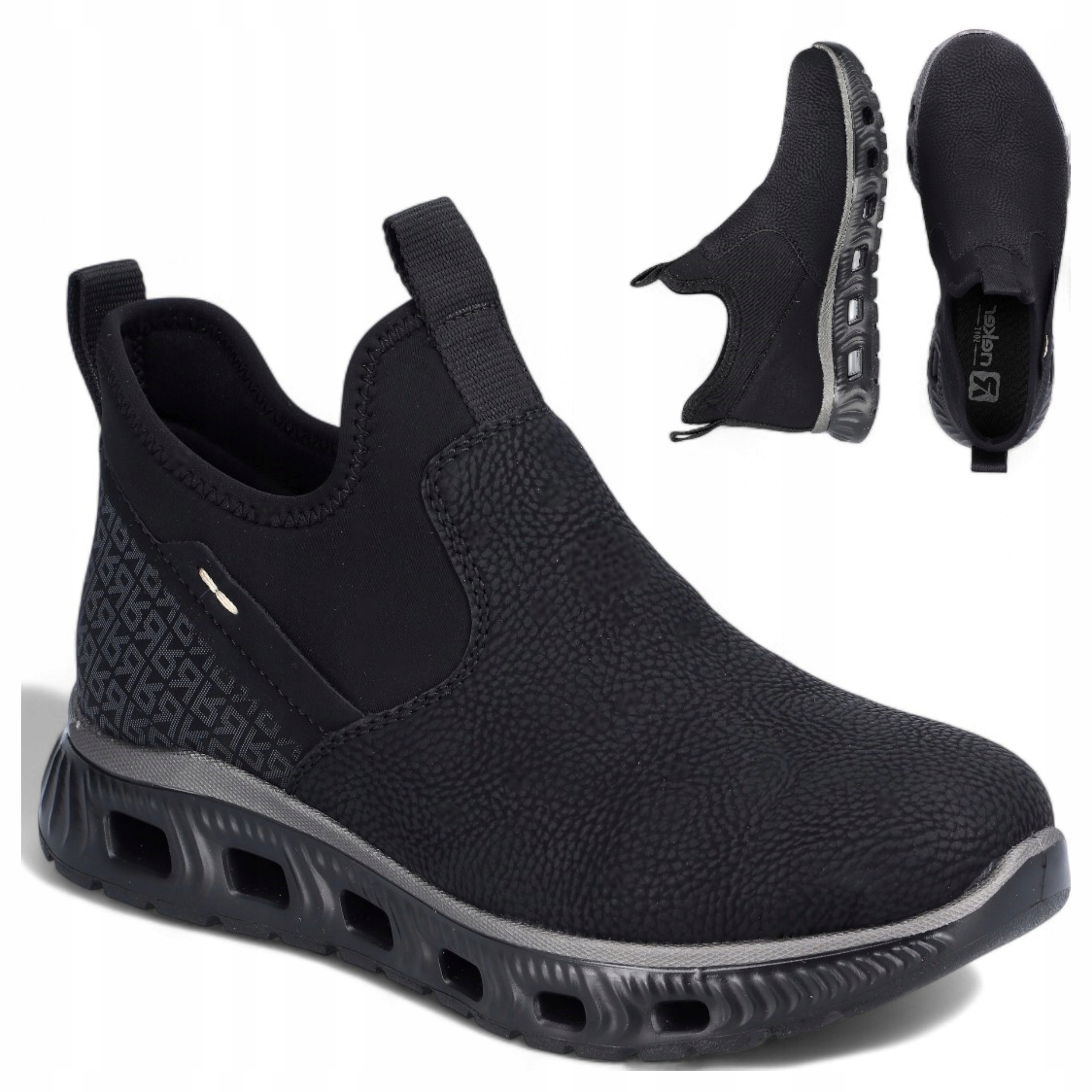 Rieker 38 Dámské pohodlné polobotky, lehké, černé, nazouvací sportovní tenisky