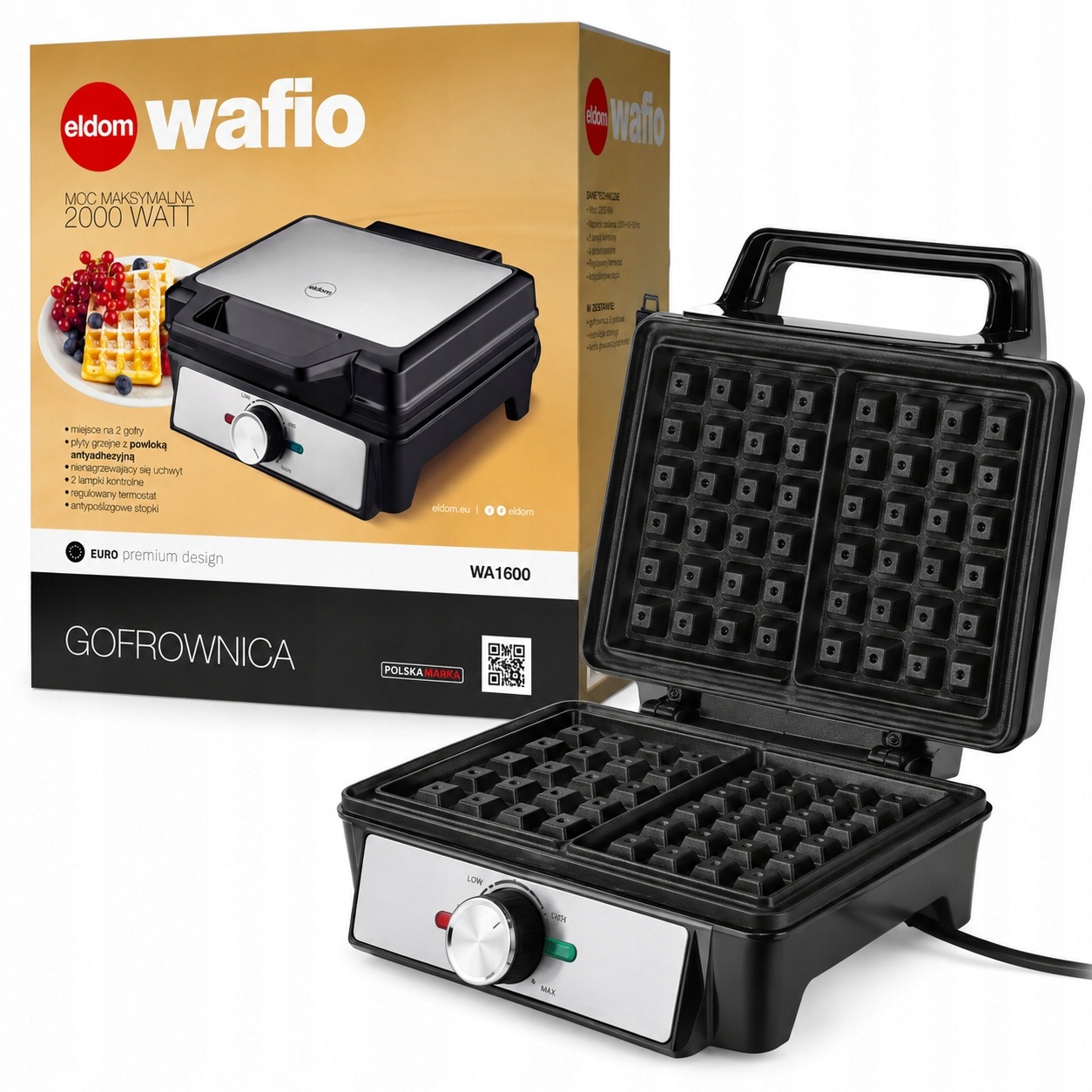 Eldom Waflo WA1600 Gofrownica 2000W srebrna