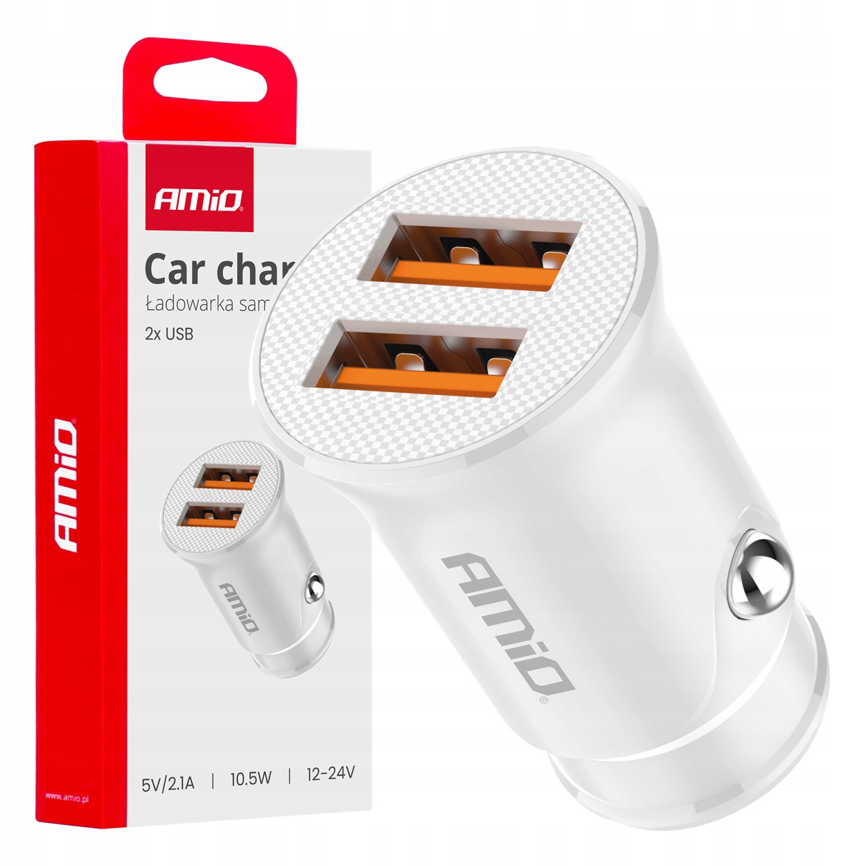 Ładowarka samochodowa 2x Usb-a 2.1A AMIO-03872