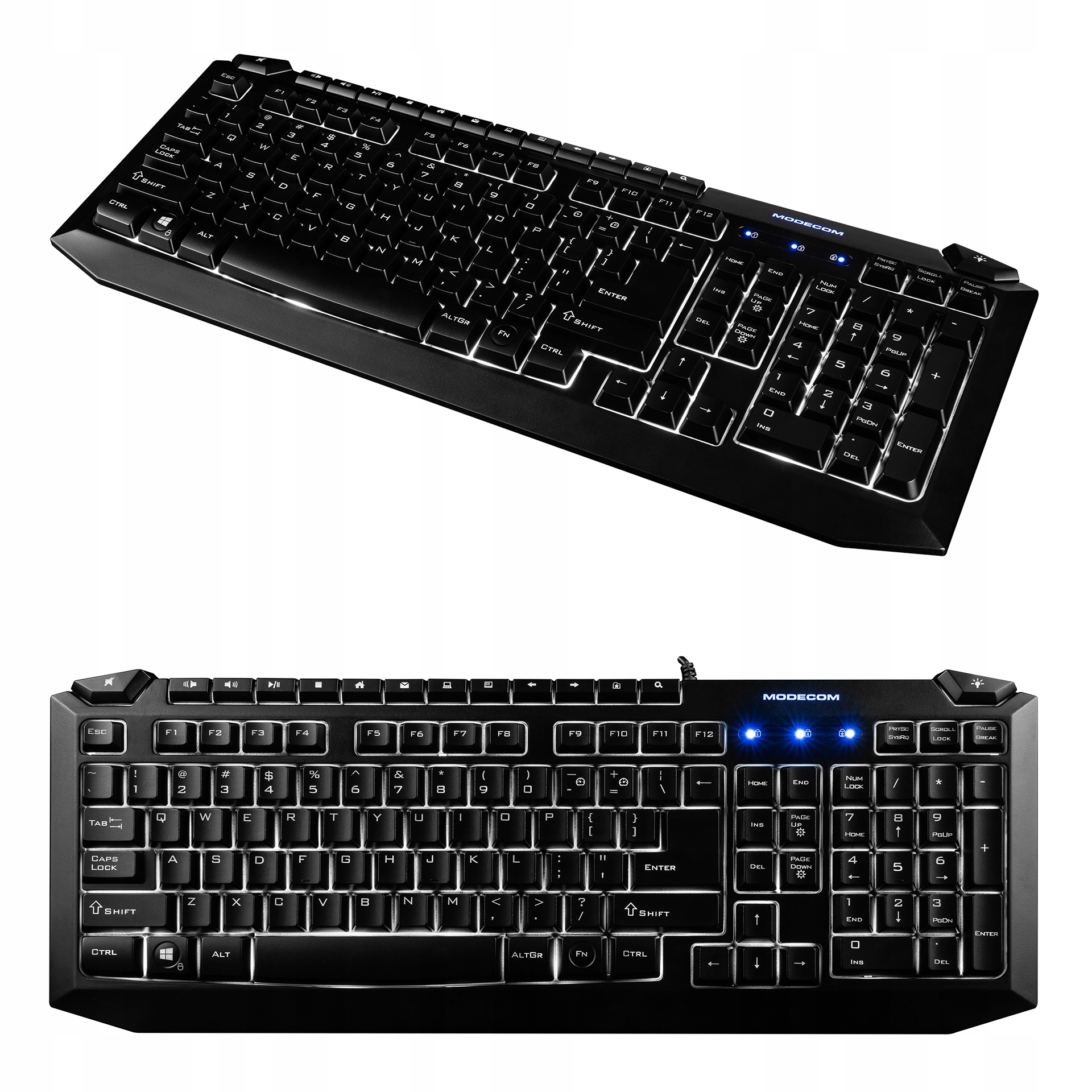 Kabelová Usb klávesnice Modecom MC-5008 s podsvícením, 103 kláves, tichá