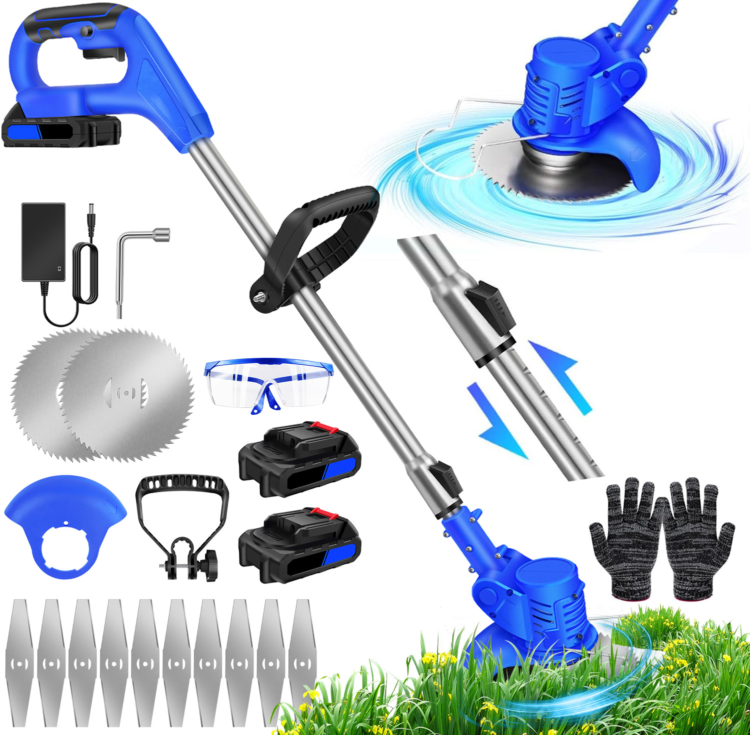 Akumulátorový Vyžínač Kosa Křovinořez Na Kolech Na Trávu Struny Čepele