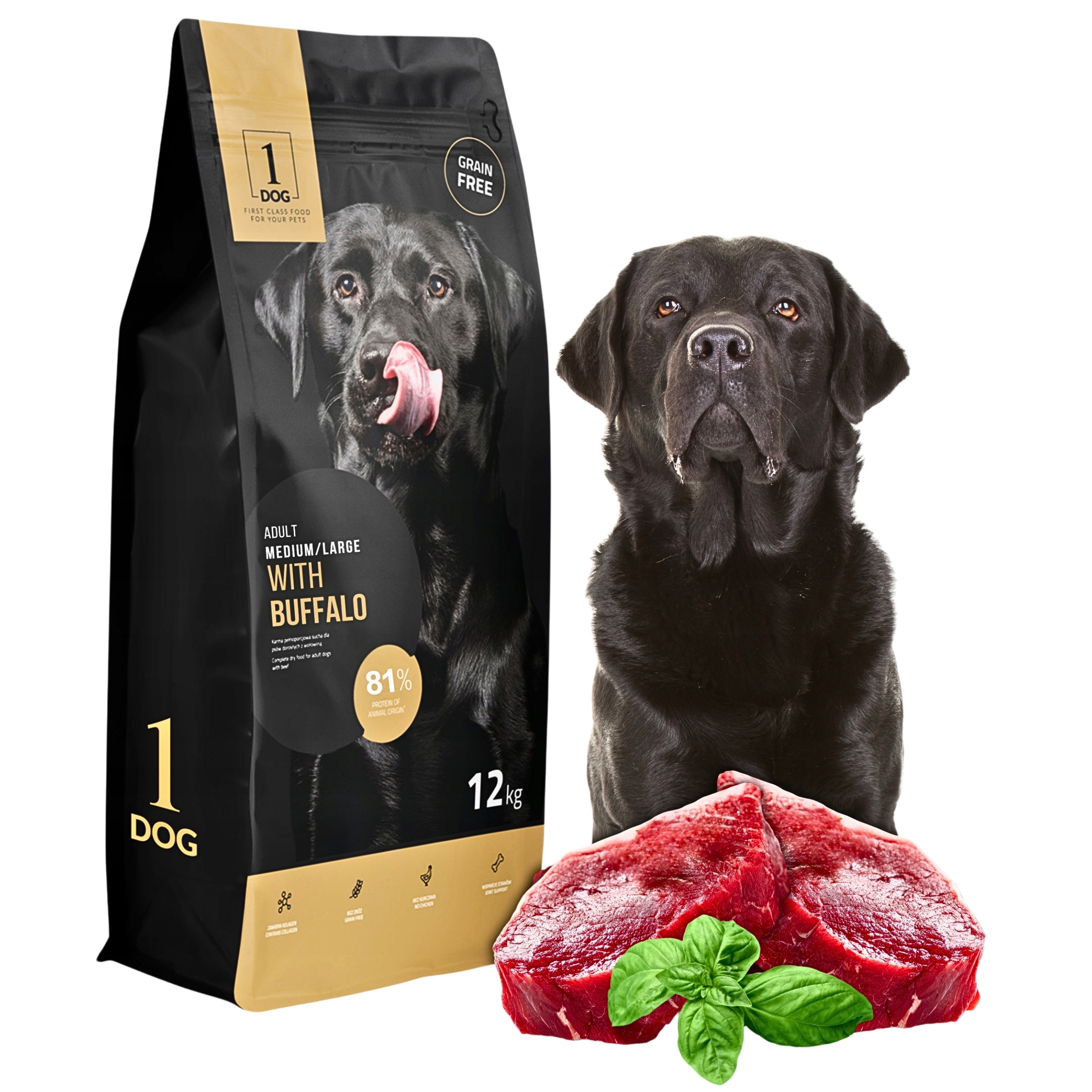 Sucha karma dla psa z bawołem średnie i duże rasy 12kg 1DOG monobiałkowa