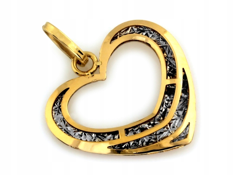 Zlatý přívěsek 585 srdce přívěsek s bílým zlatem, elegantní jako dárek 14k
