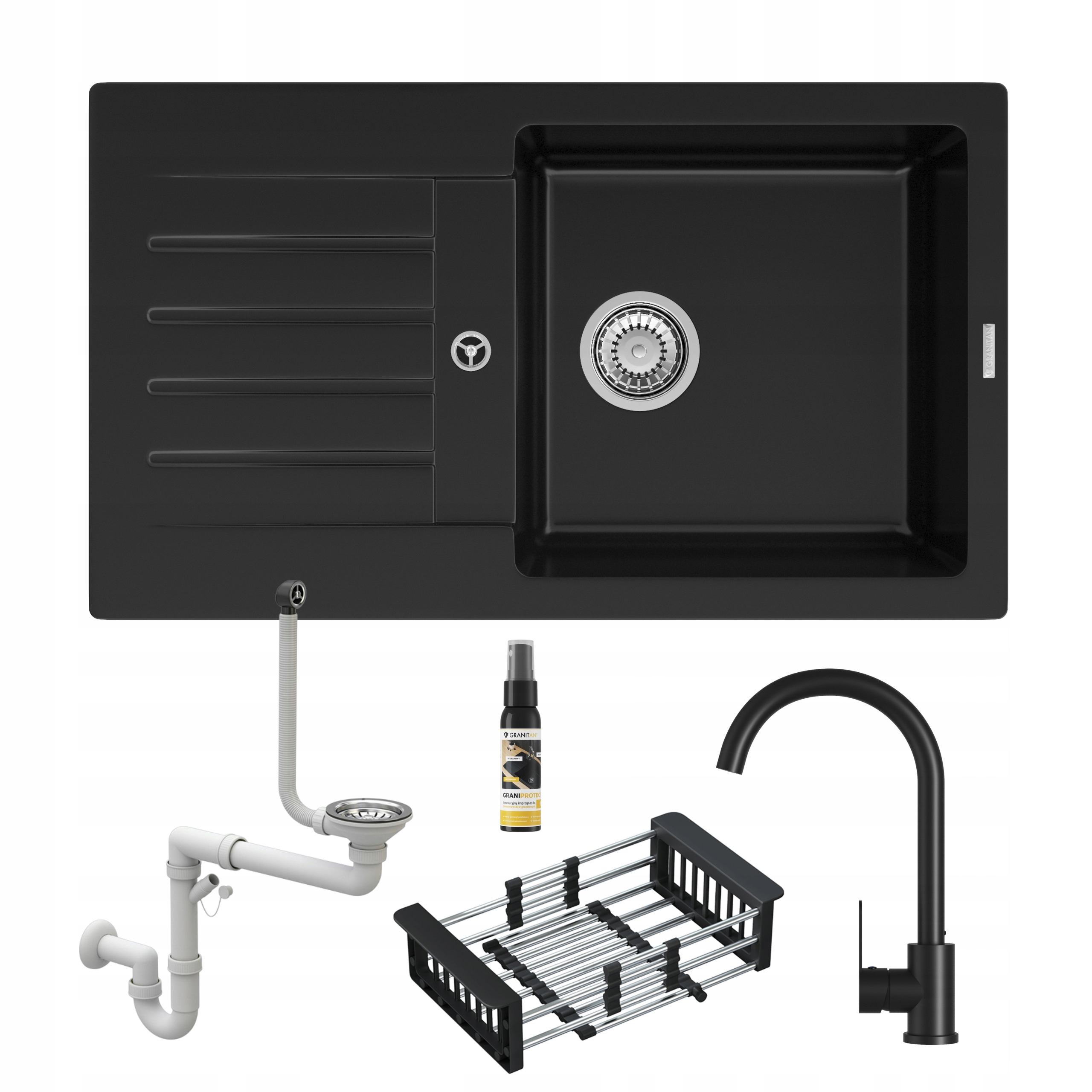 Jednokomorový drez Trix s odkvapkávačom, kuchynský drez, sifón Darček