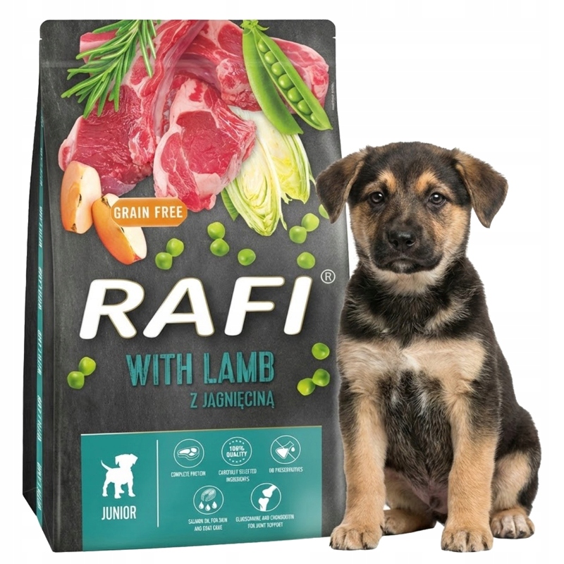 Levně Rafi Junior S Jehněčím Masem 10 Kg Krmivo Pro Mladé Psy Zelenina Oleje