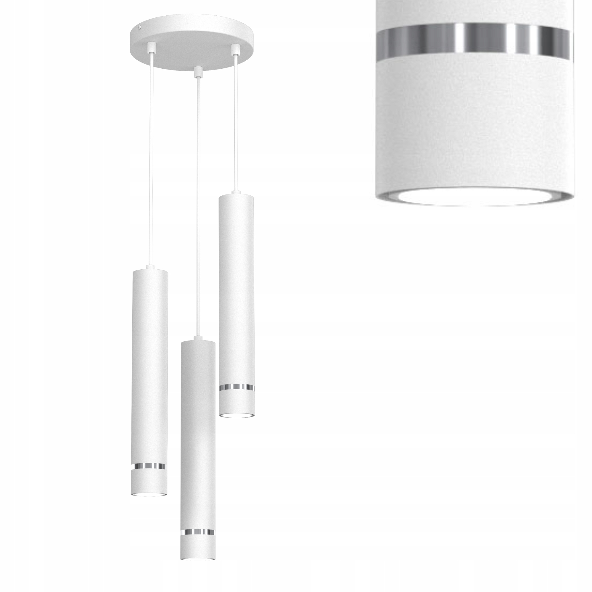 Závěsné Stropní Svítidlo Převis Bílý Chrom Nastavitelná Led GU10 Polská Lampa