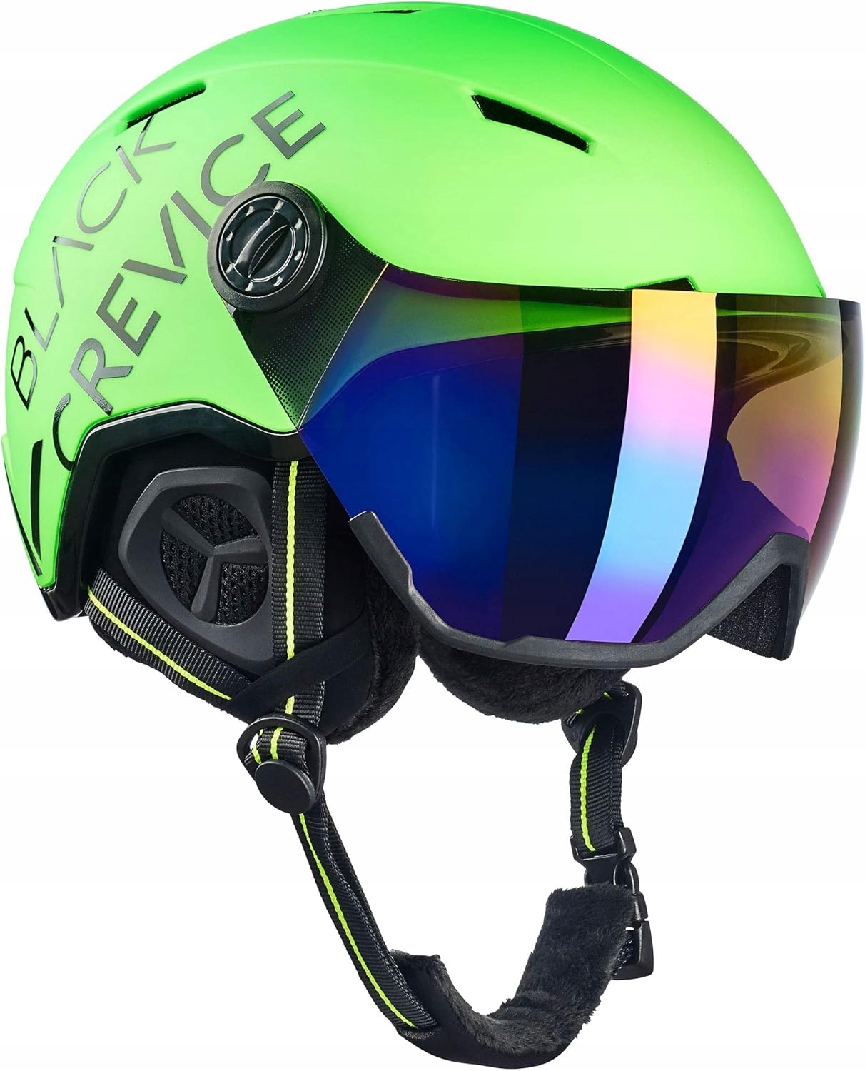 Lyžařská přilba Black Crevice Vail With Visor Neon Green L 58-61 cm